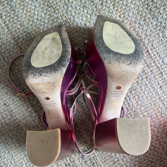 Stuart Weitzman Barelythere Squarehigh Platform Pink Gold 140mm Size 7.5 - Picture 9 of 9
